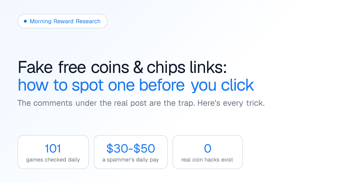 How to spot a fake free coins and chips link before you click.